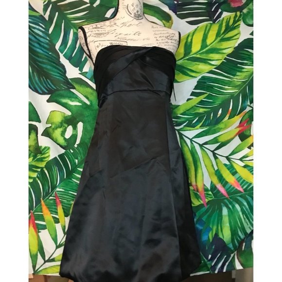 NWT $138 Jessica Simpson Sz 8 Resort Black Strapless Cocktail 2010 Satin Dress - Picture 1 of 9